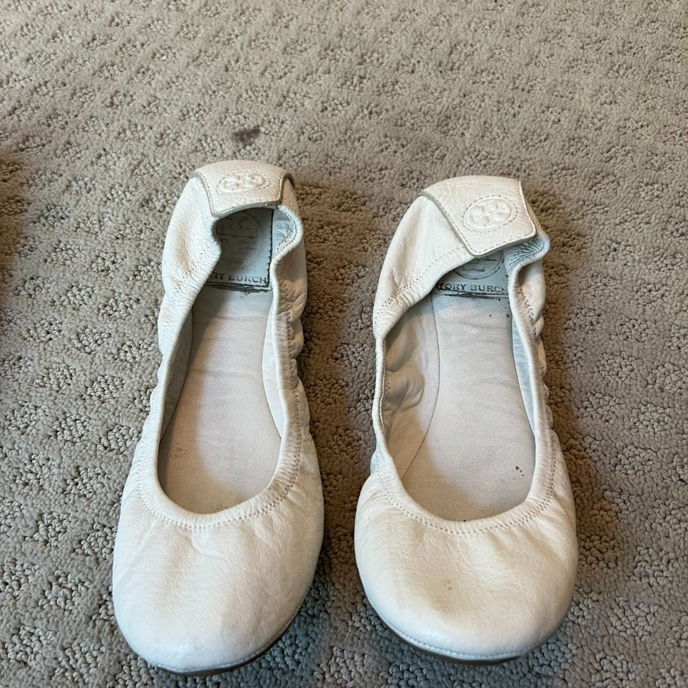 Tory Burch White Flats
